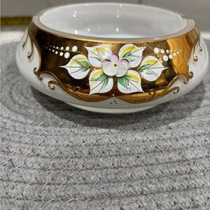 Elegant Gold and White Decorative ashtray catch all bowl.  Czec